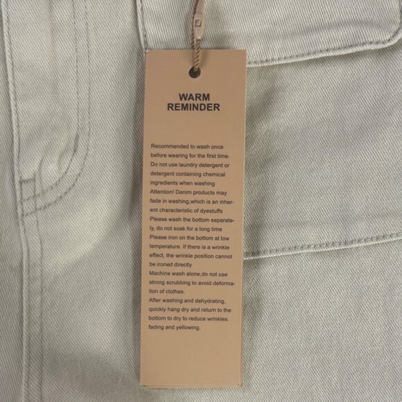 Genleck Wide Leg Jeans Pants Womens Size 10 Beige Tan New Casual Pockets - Picture 11 of 11